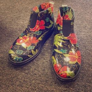 Floral rain boots